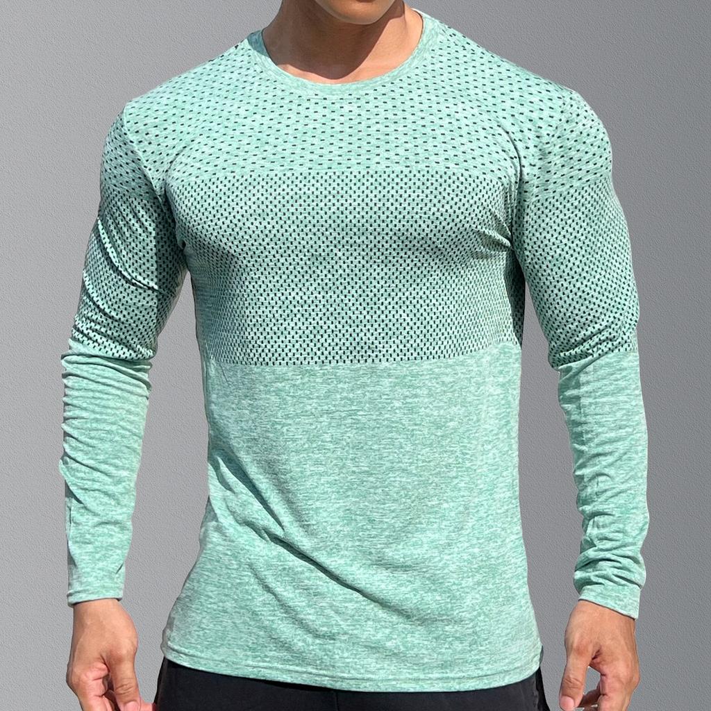 Long Sleeves Quick Dry T-shirt Men Gym Fitness Tees Tops Male Summer Bodybuilding Training Clothing