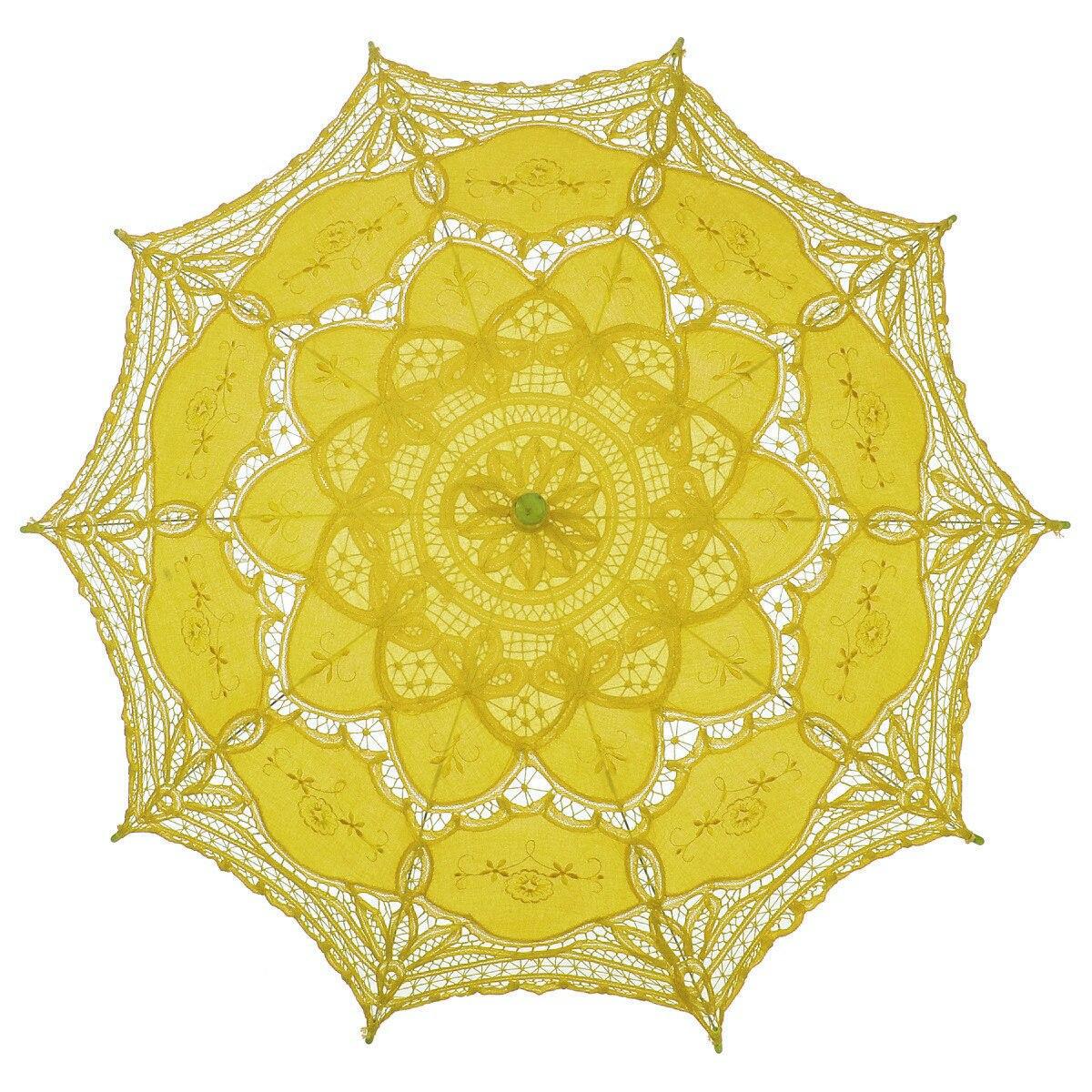 

Деревянная ручка, кружевная вышивка, невеста, принцесса, зонтики для свадьбы, декор в европейском стиле жёлтый