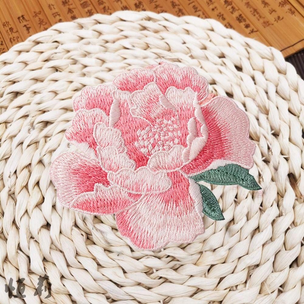 Chinese Style Peony Flower Embroidered Patches Sew On Clothes Patches for Cheongsam