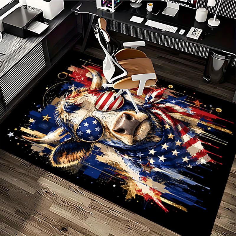1pc American Cow Celebration Carpet Rug for Bedroom Living Room Decor Sofa Home Game Area Rug Non-slip Floor Mat. D7220192