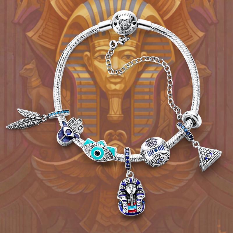 Classic 925 Silver Egypt Pyramid Queen Goddess Charms Beads Fit Bracelet For Women DIY Jewelry Gift
