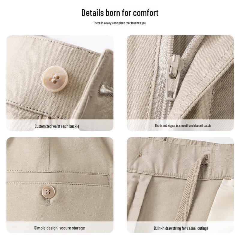 Jinjuan Men's Cotton Linen Blend Straight-Leg Trousers