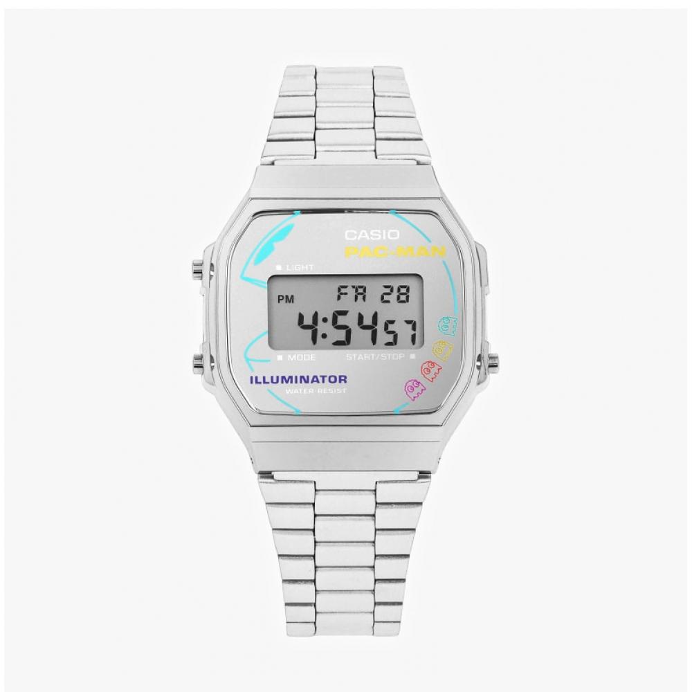 Casio A168wepc 7adr  A168wepc 7a  Pac Man Digital Square Vintage Retro Metal Watch