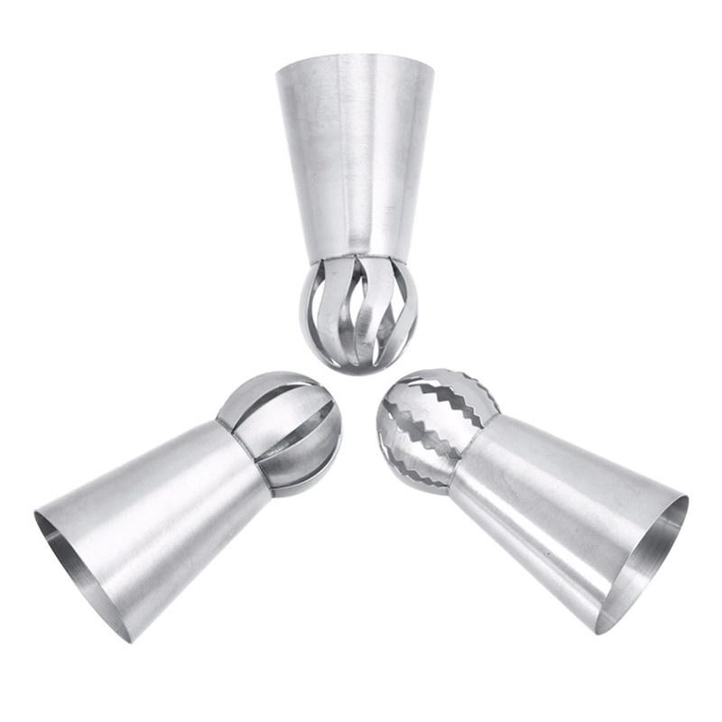 

3 шт. насадки для труб, инструмент для украшения торта, сферические насадки для торта из нержавеющей стали с цветком белый