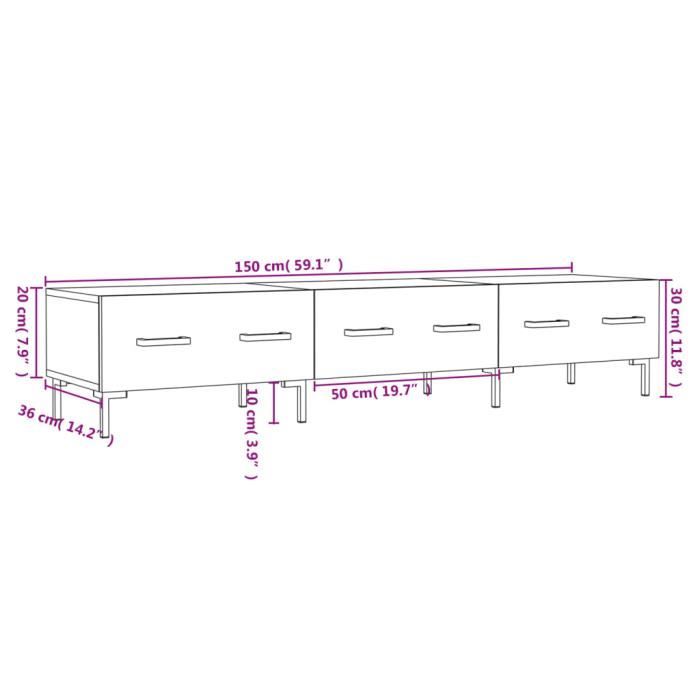 VidaXL TV Cabinet White 150x36x30 Cm Engineered Wood 829156