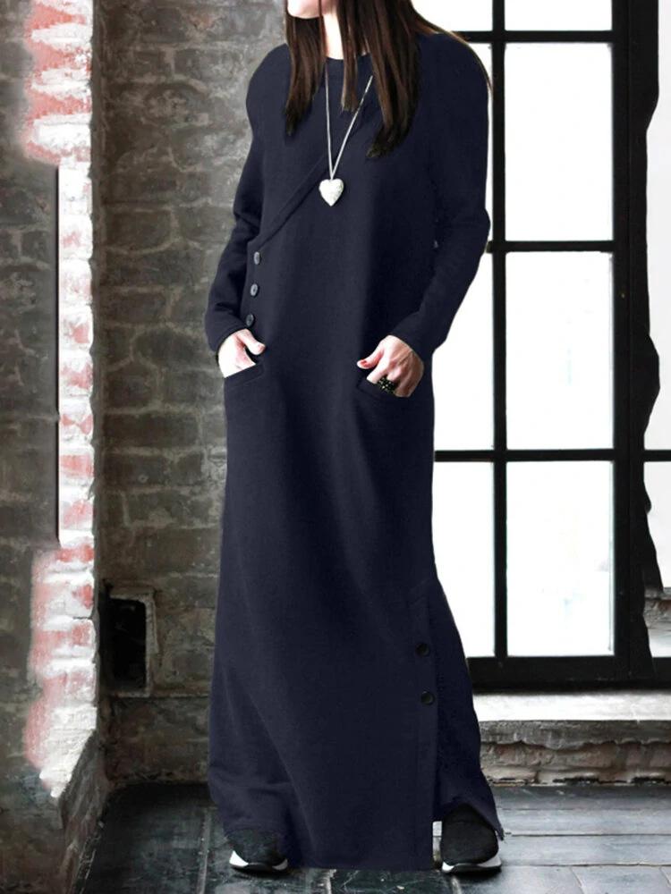 

New Autumn and Winter Sweater Dress Slim Hip Skirt Casual Dress S темно-синий