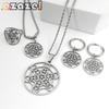 Eņģeļa Zīmogs Erceņģelis Metatrons Nerūsējošais Tērauds Cirkona Komplekts Svētā Ģeometrija Amulets Dzīvības Zieda Kaklarota Aproces Gredzens Auskari
