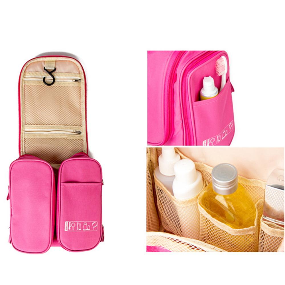 Travel Handbag Cosmetic Bags Make Up Case MakeUp Bag Wash Pouch Women Hook Up Organizer Pink Print Toiletry Accessory Storage