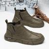 Male Casual Boots Thick Sole Platform Brown Round Toe Velvet Men's Leather Chelsea Shoes Classic Original Low Price In Promotion