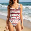 Women Swimsuit Sleeveless Scoop Neck Printed Holiday Bathing Suit Parent Child Matching