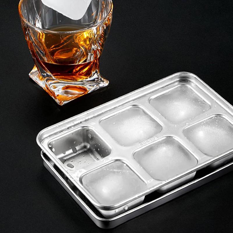 Ice Cube Mold Coffee Freezer Tray Cubes Stainless Steel Wear-Resistant Non-Stick Whiskey Making Sphere Steel Lid Box