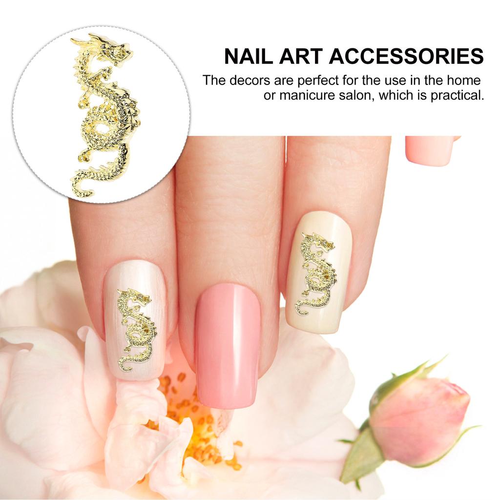 10Pcs Nail Charms Dragon Look Small Metal Gems Nail Decorations for Home DIY Manicure Xmas Wedding Party Supplies