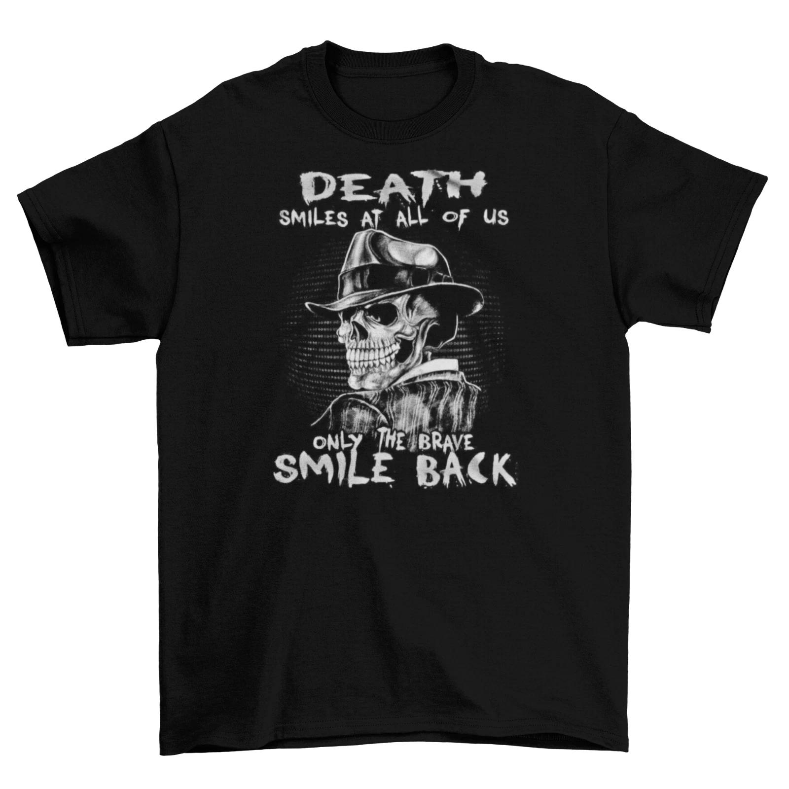 Death Smiles At Us All T-Shirt Mens Unisex Cotton Adult Reaper Skeleton New L