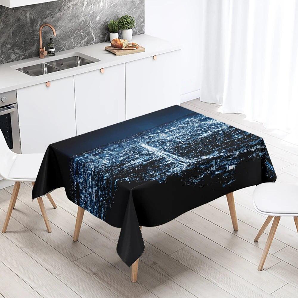World Famous City Night Scene Tablecloth Wedding Party Restaurant Table Decoration Waterproof Kitchen New Home