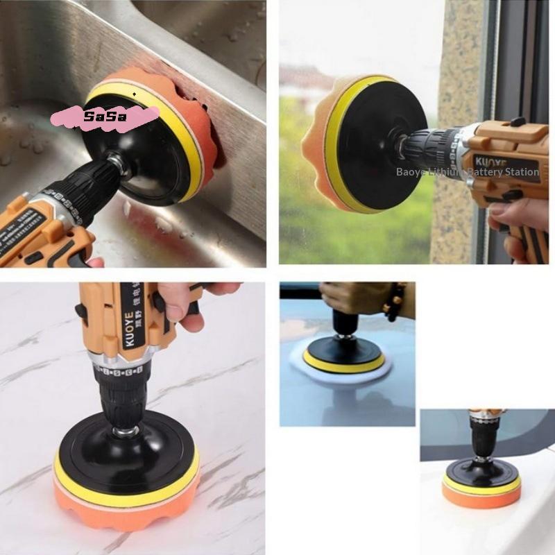 S-6Pcs Foam Pad Buffer Kit Polishing Machine Wax Pads 3/4/5/6/7 Inch For Removing Scratches Car Polishing Sponge Pads Set