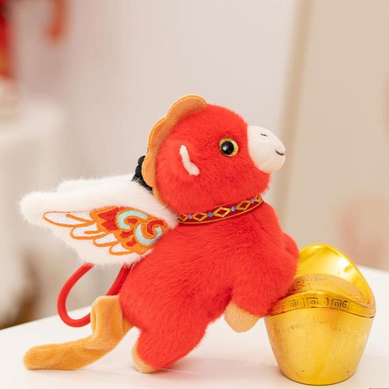 Kawaii Cartoon Flying Pony Keychain Plush Horse Year Mascot Doll Pendant Backpack Hanging Ornament Cute  Year Party Gifts