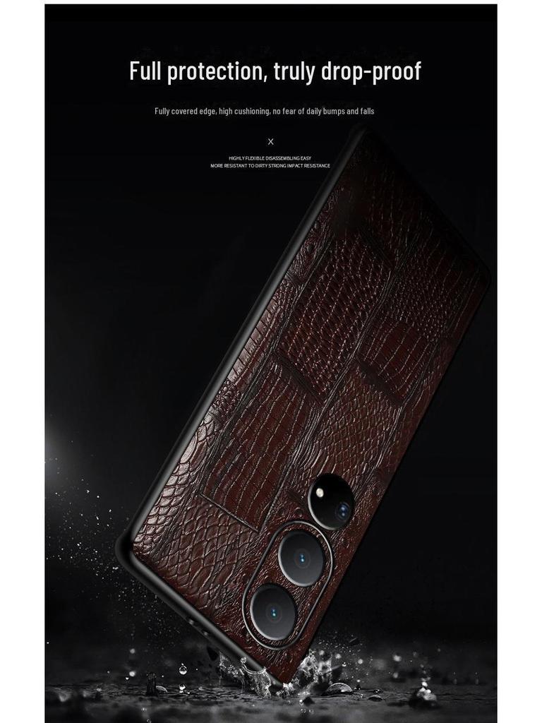 Genuine Leather Full Cover Case for Honor Play 40 - Cowhide Grain Protective Cover