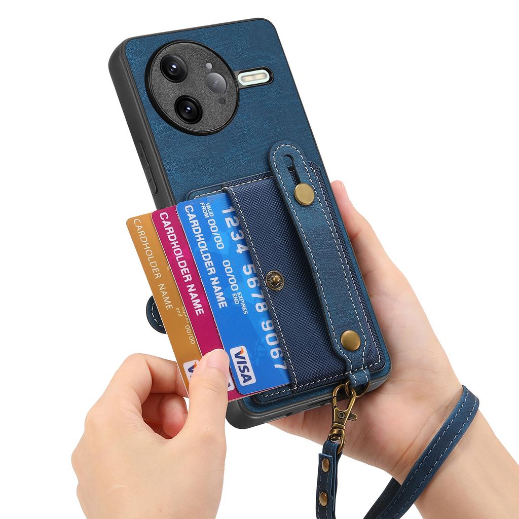 For Xiaomi Poco F7 Ultra 5G/Xiaomi Redmi K80 Pro 5G Retro PU Leather Back Cover with Card Holder and Wristband Kickstand