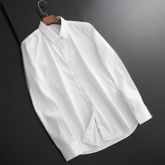 Herre Sommer Skjorte Nedslået Krave Ensfarvet Enkeltknappet Tynd Slim Fit Cardigan Lange Ærmer Mellemlang Afslappet Forretnings Herre Kontor Top