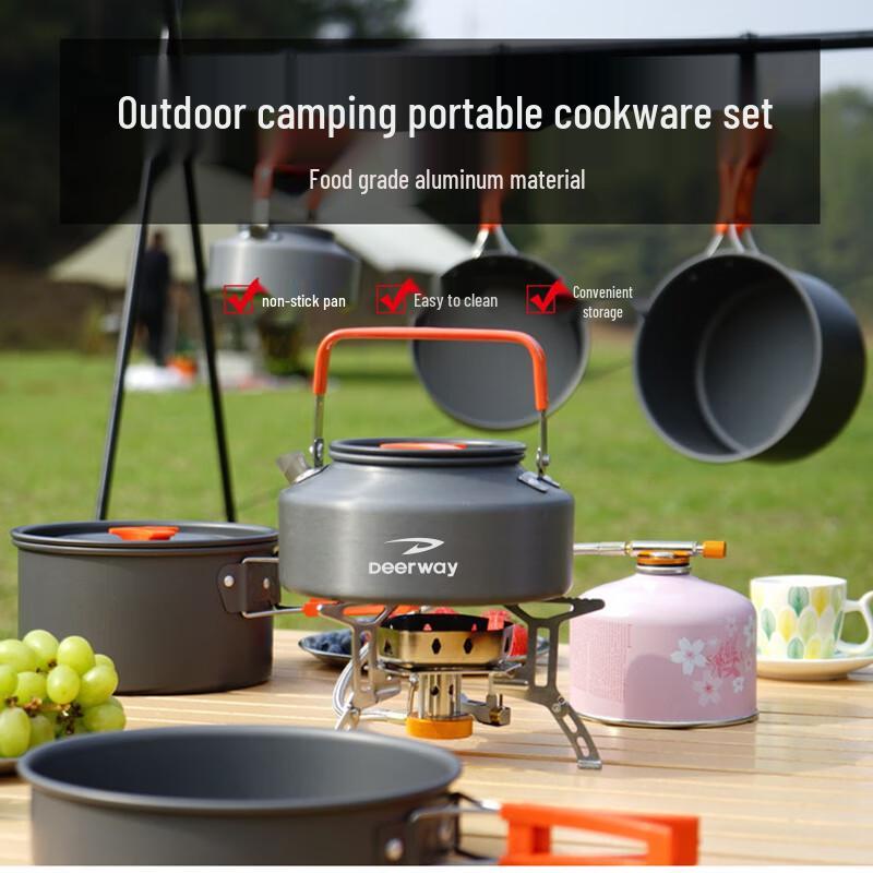 Deerway 3-Piece Camping Cookware Set with Kettle