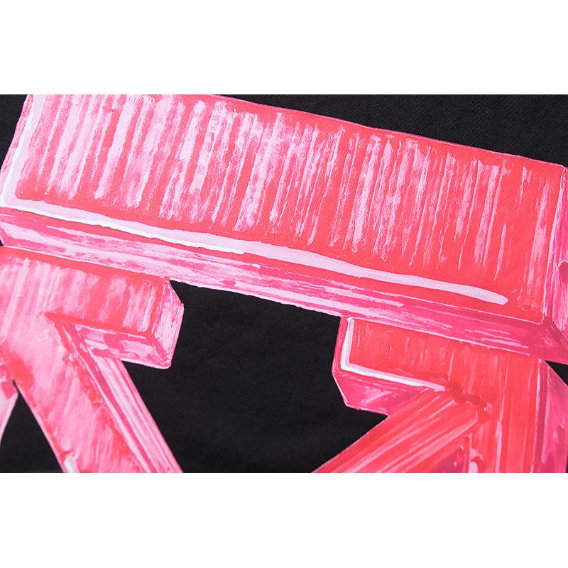 Off-White Wiosna/Lato 2025 Nowe OW Wzór Strzałki Graffiti 3D Bluza z Okrągłym Dekoltem z Krótkim Rękawem Męska i Damska