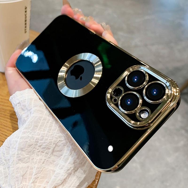 

Роскошный мягкий силиконовый чехол с логотипом и отверстием для iPhone 11 12 13 14 Pro Max X XS XR 7 8 Plus SE, защитный чехол для объектива полной камеры