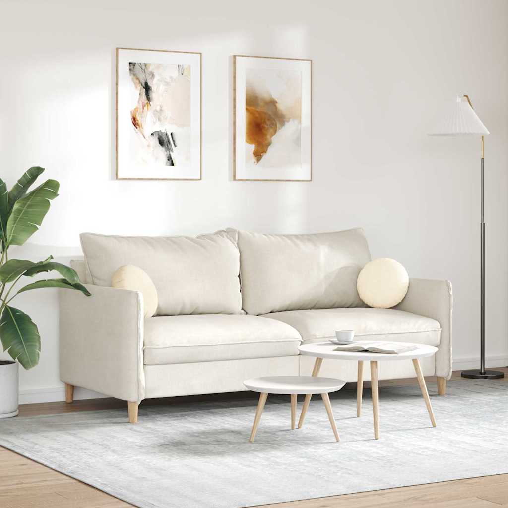 Seat Cushion 2 pcs Cream Ø30 x 13 cm Cord Fabric
