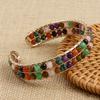 Natural Crystal Bracelet, Multi Colored, Natural Stone, Wound Silk, Open Circular Bracelet, Bohemian Jewelry