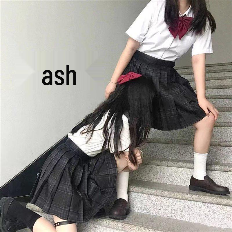 

Аутентичный японский академический стиль, клетчатый плиссированный комплект униформы - угольно-серый/черный XS