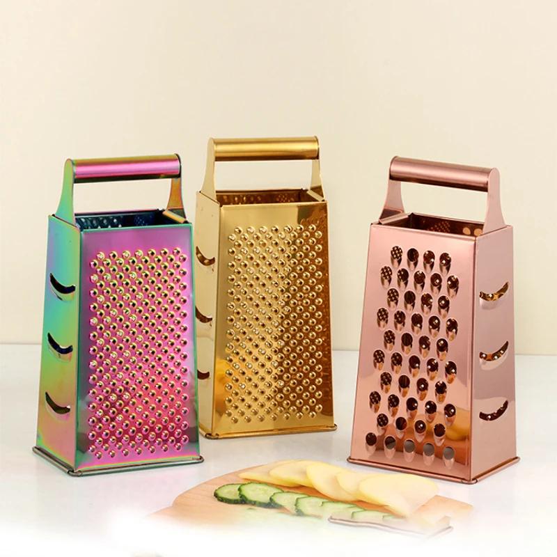 Stor 4-sidig hyvel Rostfri hyvel Grönsaksskärare Skalskärare Frukt Ingefära Vitlök Rivjärn Matlagning Kökstillbehör