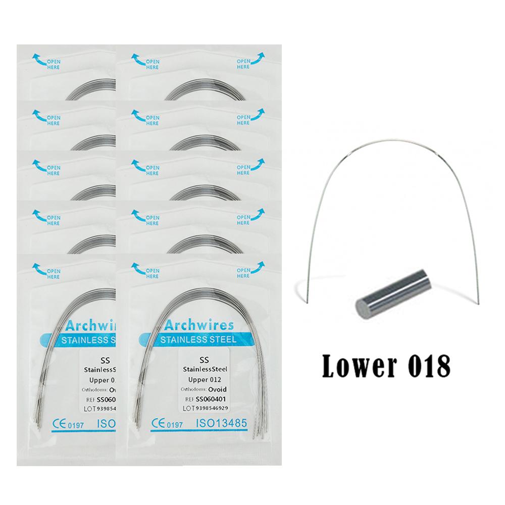 10 Packs=100Pcs Dental Orthodontic Arch Wires Stainless Steel Round Rectangular Type Natural Form Braces Wires For Teeth