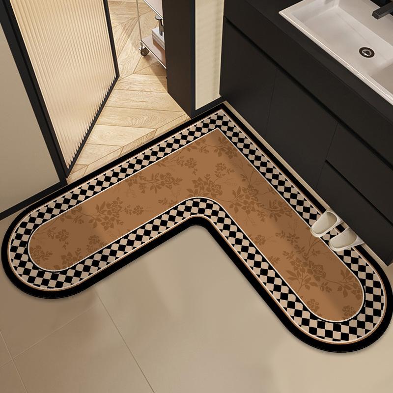

Средний античный стиль вход в ванную комнату абсорбирующий противоскользящий Г-образный коврик в форме сердца для угла ванной комнаты 90 * 90cm