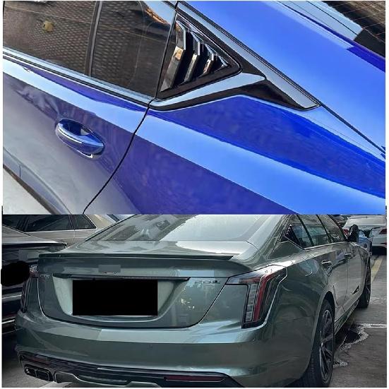 2PCS Car Rear Window Shutter Cover Trim Compatible For Cadillac CT5 Louver Side Vent Accessories(Gloss Black)