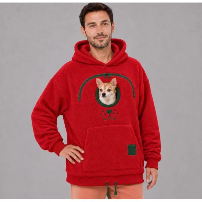 Unisex Oversized Hooded Sweatshirt With Pet Carrier Pocket Cats Dogs Comfortable Casual Wear