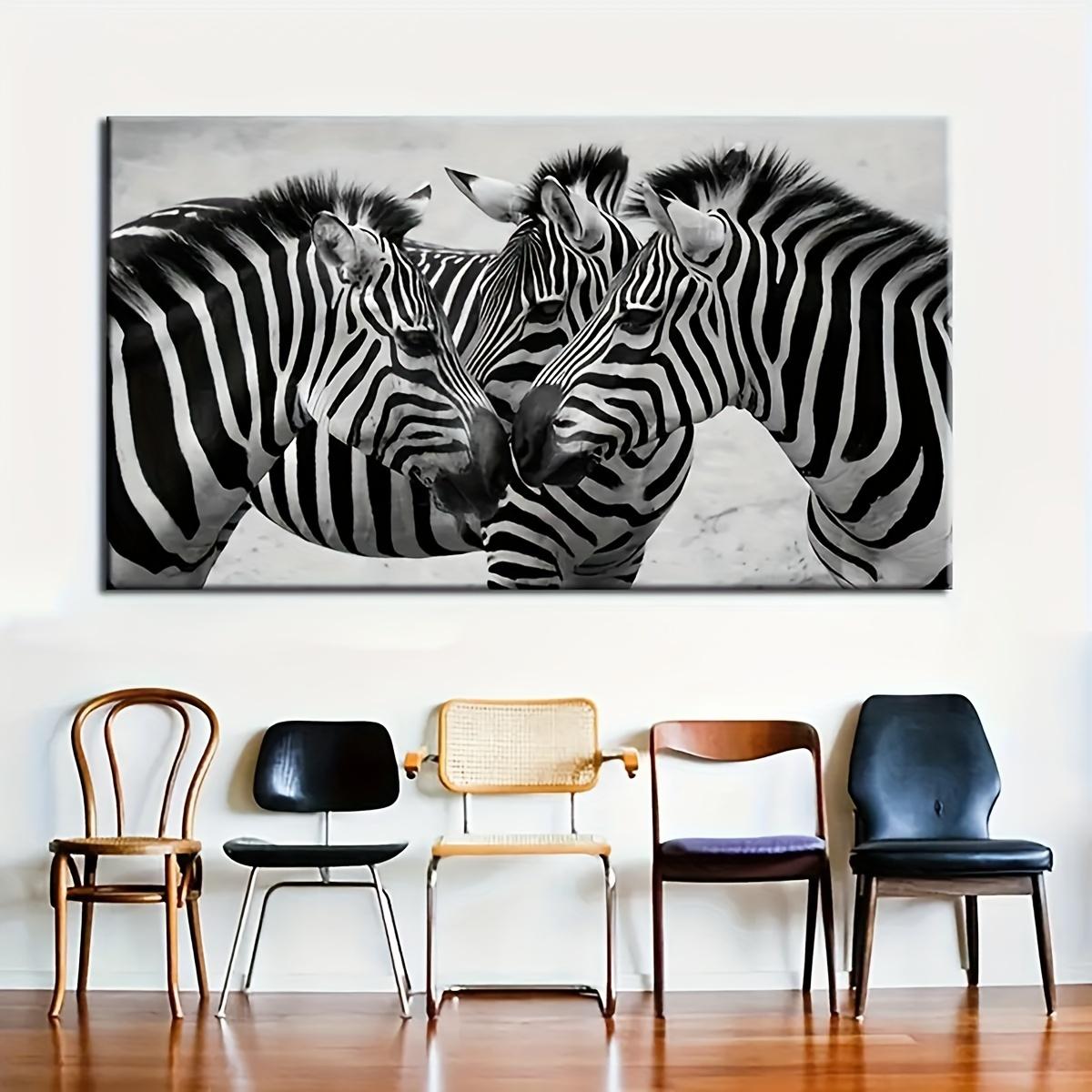 

Classic Black & White Zebra Trio Canvas Art Print - Frameless Wall Decor for Living Room, Bedroom, Home Office - Unique Animal P 50x100cm No Frame