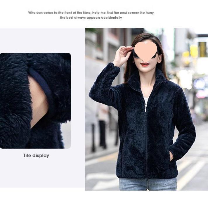 Coral fleece jacket women's double-sided fleece fleece jacket warm autumn and winter thickened sweater jacket liner top