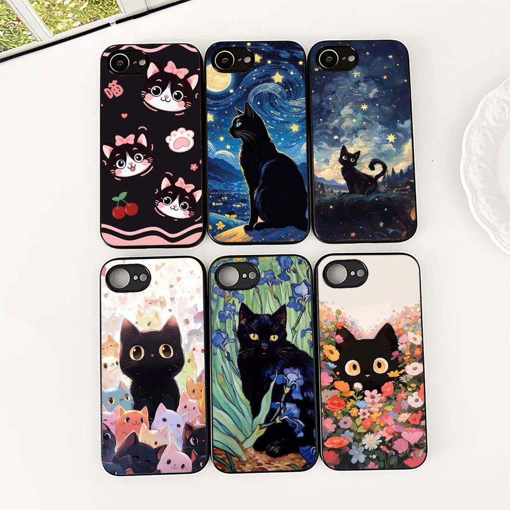 Cover for Xiaomi Redmi Note 12 11 10 A3 Pro 10A 10C 12C Note12 5G 4G Casing Phone Case Black Kitten Cat Eye Cute Anime