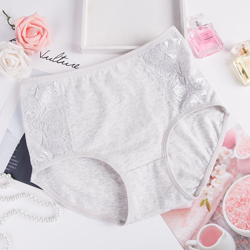 Pure Cotton Women's Lace Mid-High Waist Briefs (Fits 90-140 Lbs)