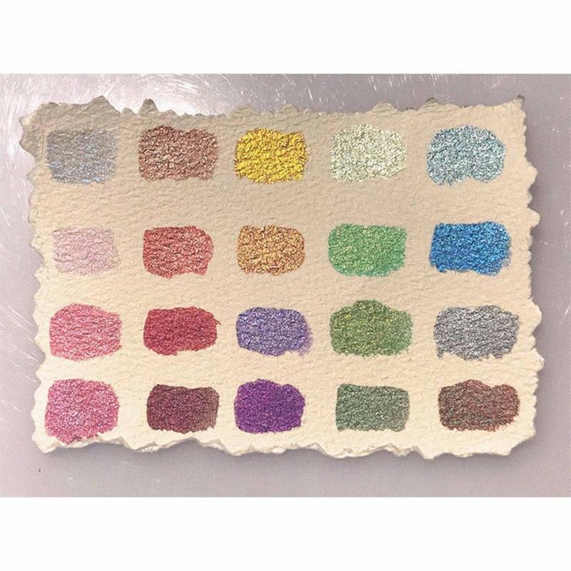 20 Colors Glitter Watercolor Paints Professional Artist Set for Painting on Paper Wood Stone Rock Fabric, DIY Nail