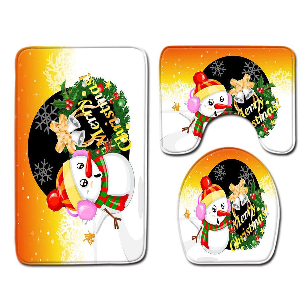 Christmas Bathroom Floor Mat Toilet Three-Piece Set