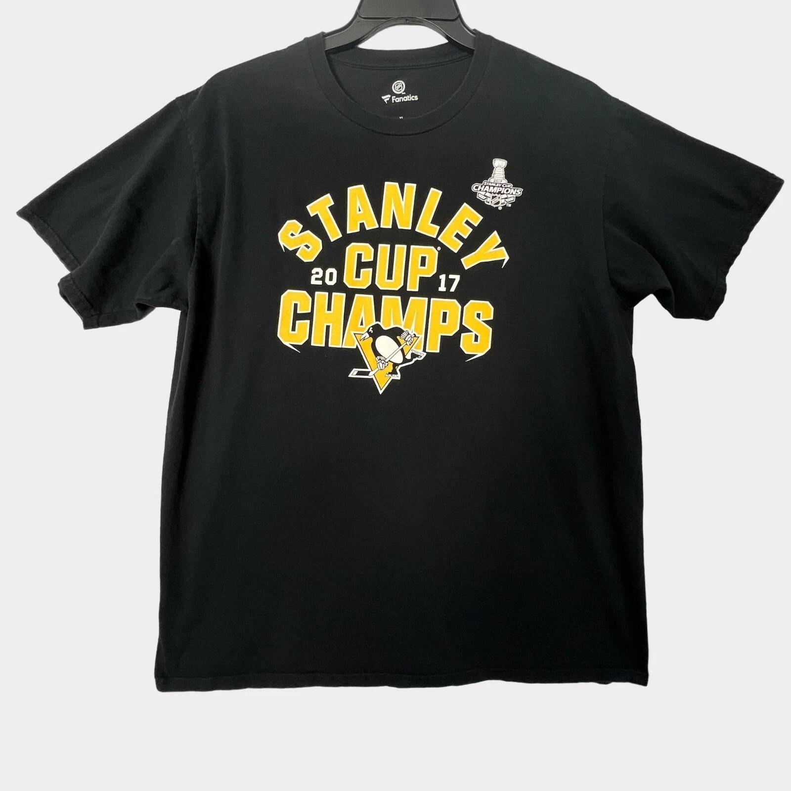 Pittsburgh Penguins T Shirt Mens XL 2017 NHL Stanley Cup Champs T Shirt Black L