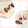 24pcs Women's French Tip Press On Nail Almond Shape False Nail with Leopard Flower Designs Gold Beads Stick On Nail Gift