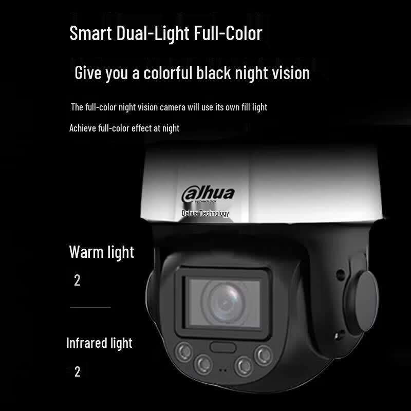 Dahua 3-inch 4MP 5x Optical Zoom Dual-Light POE Network PTZ Camera with Human & Area Detection CN Plug (adapter Included)