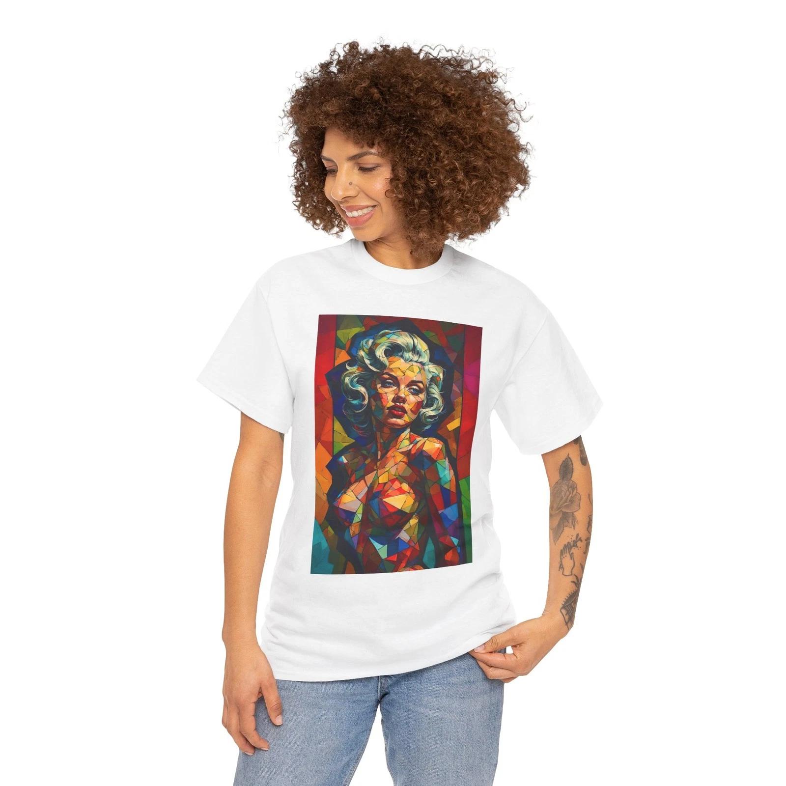 Marilyn Colorful Pop Art Woman T-Shirt | Abstract Portrait Tee XL