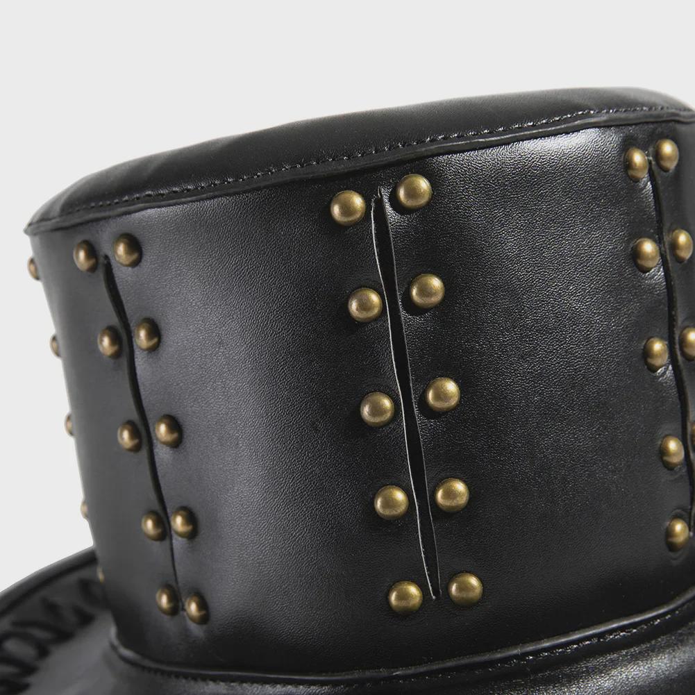 Unisex Halloween Plague Doctor Punk Hat - European/American Style PU Magic Hat for Costumes and Dance Accessories