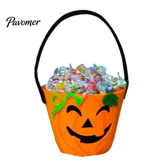 Großer Süßigkeitenspender Halloween Süßes oder Saures Eimer für Kinder, Kürbisgesicht Geist Fledermaus Katze Rollenspiel Requisiten Snackkorb, mit Griff Party