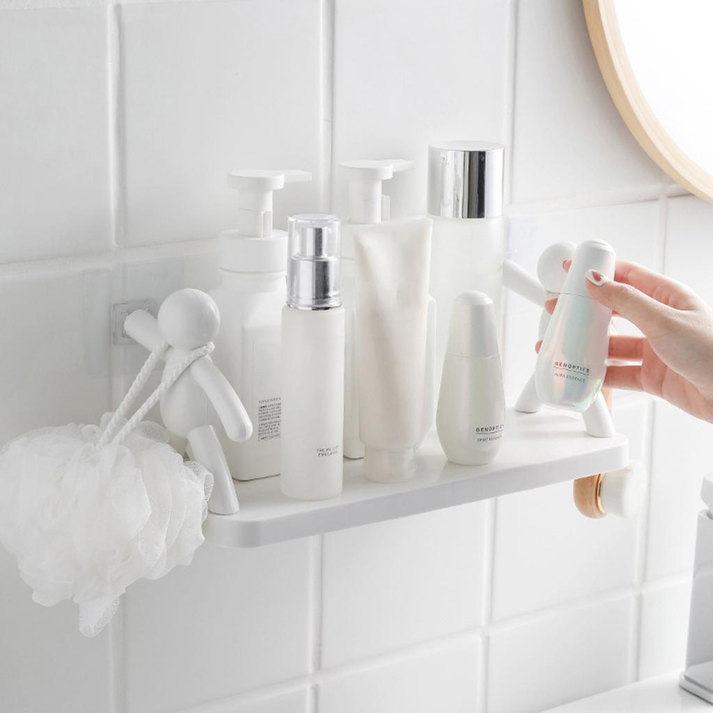 Space Saving Adhesive Shower Holders No Permanent Installation Bathroom Wall Storage Multifunctional Adhesive Wall Shelf
