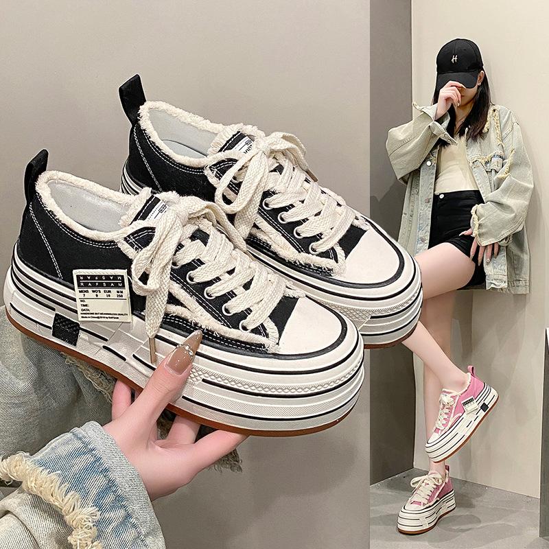 Spring thick-soled heightening muffin board shoes women's European white shoes casual muffin tide