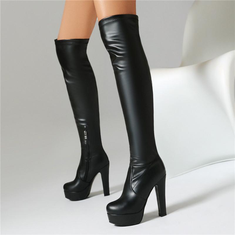Women's high-heeled boots, sexy European and American style autumn and winter new waterproof table, fine-heeled large-size knee boots