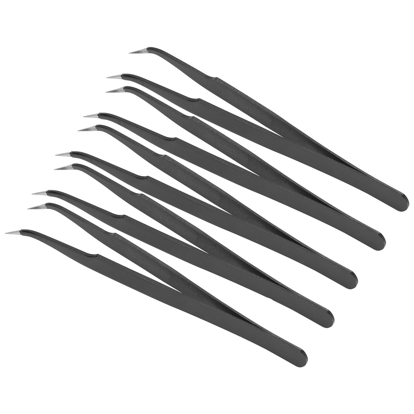 

5 шт. Пинцеты из нержавеющей стали Антистатические Кусачки Инструмент для захвата Швейные принадлежности Черный(Изогнутая Голова )